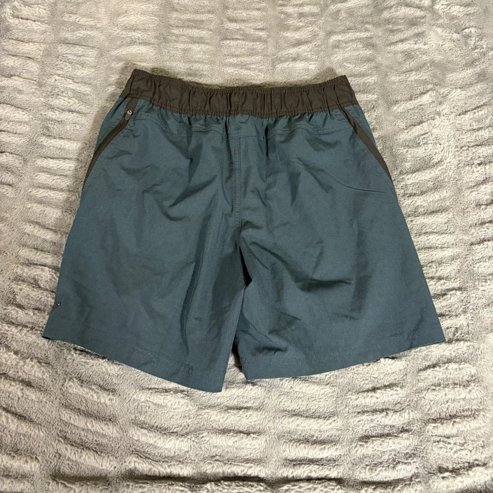 LEG3ND Mens Athletic Shorts Teal Blue Gray Trim Pockets FA50191 Size S